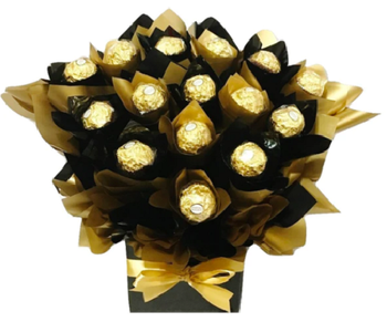 Ferrero Rocher Chocolate Bouquet - Black & Gold Elegance