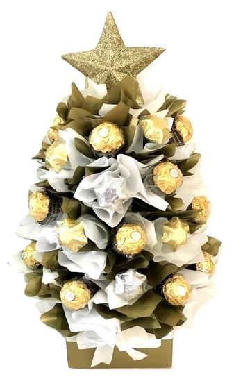 Ferrero Rocher Christmas Tree - Medium - White & Gold