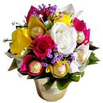Chocolate Roses Floral Pot - Colourful