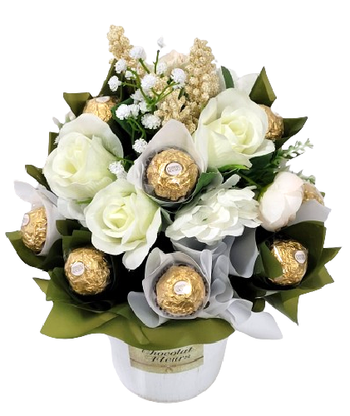 Floral Chocolate Arrangement - White