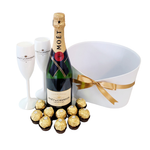 Moët Champagne & Chocolate Gift Hamper - With Champagne Flutes