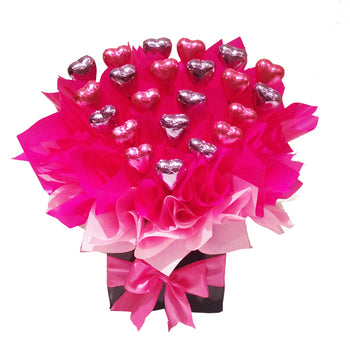 Belgian Milk Chocolate Hearts Gift Box - Pink and Lilac