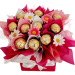 Chocolate Blooms With Daisies - Pink & White